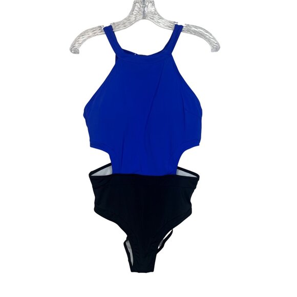 Holipick Womens Two-Tone One-Piece Swimsuit High Neck Cutout Size Large - Picture 2 of 11